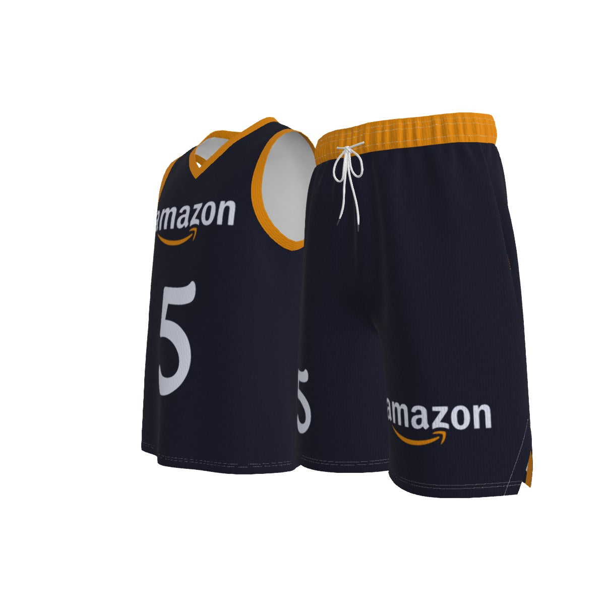 Navy Blue Amazon V Neck Basketball Suit