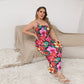 Women's Exotic Orchid Flowers Oblique-Shoulder Exposure Dress With Side Split (Plus Size)
