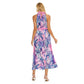 Women's Tropic Summer Vibes Wrap Hem Belted Halter Dress