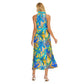 Women's Tropic Summer Vibes Wrap Hem Belted Halter Dress
