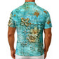 Men's Romantic Rococo Turquoise Gold Button Up