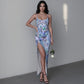 Women's Whispering Petals Long Dress with Slit