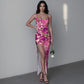 Women's Whispering Petals Long Dress with Slit