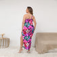Women's Exotic Orchid Flowers Oblique-Shoulder Exposure Dress With Side Split (Plus Size)