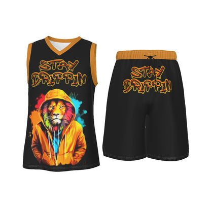 Stay Drippin Men's V Neck Basketball Suit