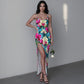 Women's Exotic Orchid Flowers Long Dress with Slit