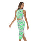 Graffiti Style Women's Tank Top & Split High Skirt Set