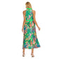 Women's Tropic Summer Vibes Wrap Hem Belted Halter Dress