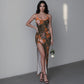 Women's Cute Floral Long Dress with Slit