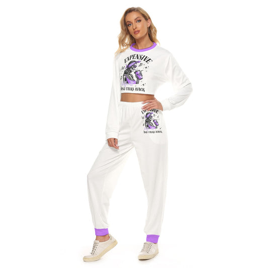 Expensive & Talks Back Women's Crop Sweatshirt Suit