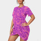 Women's Beach Vibes Stacked Hem Dress With Short Sleeve（Plus Size）