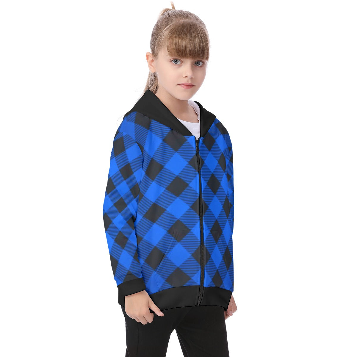 Kid's Plaid KMK Heavy Fleece Zip Up Hoodie
