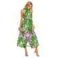 Women's Tropic Summer Vibes Wrap Hem Belted Halter Dress