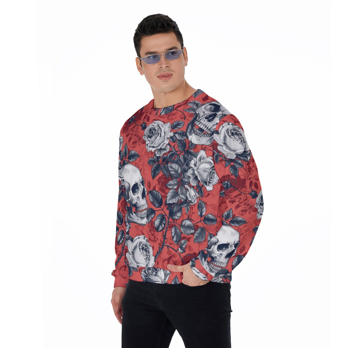 Men's Skulls & Roses Thicken Sweater