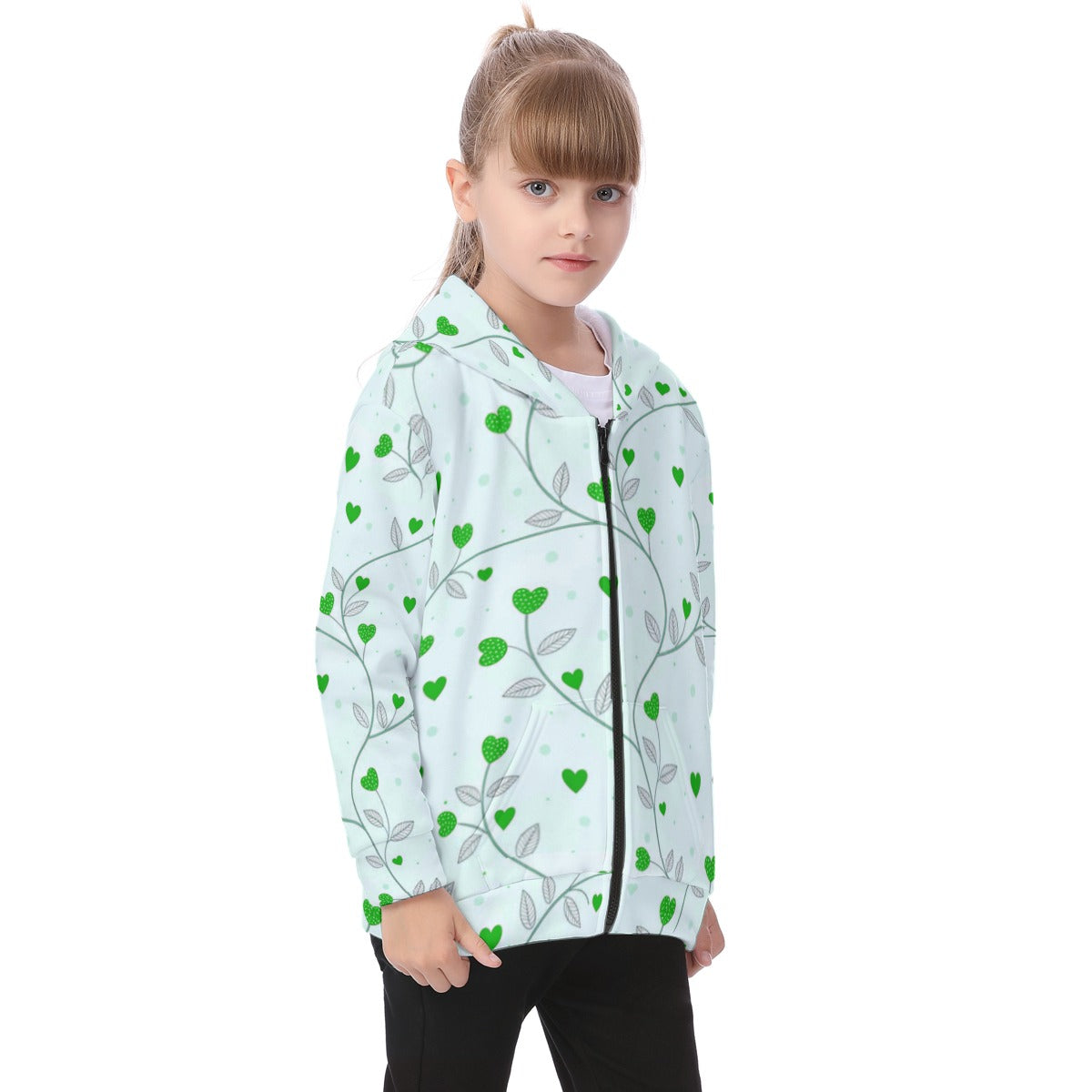 Kid's Queen Of Hearts Heavy Fleece Zip Up Hoodie