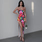 Women's Exotic Orchid Flowers Long Dress with Slit