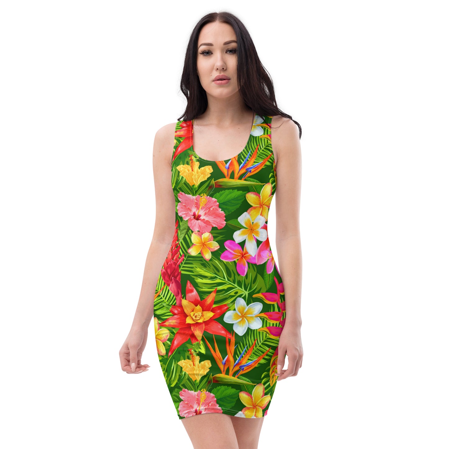 Tropical Flowers & Palm Leaves Dress