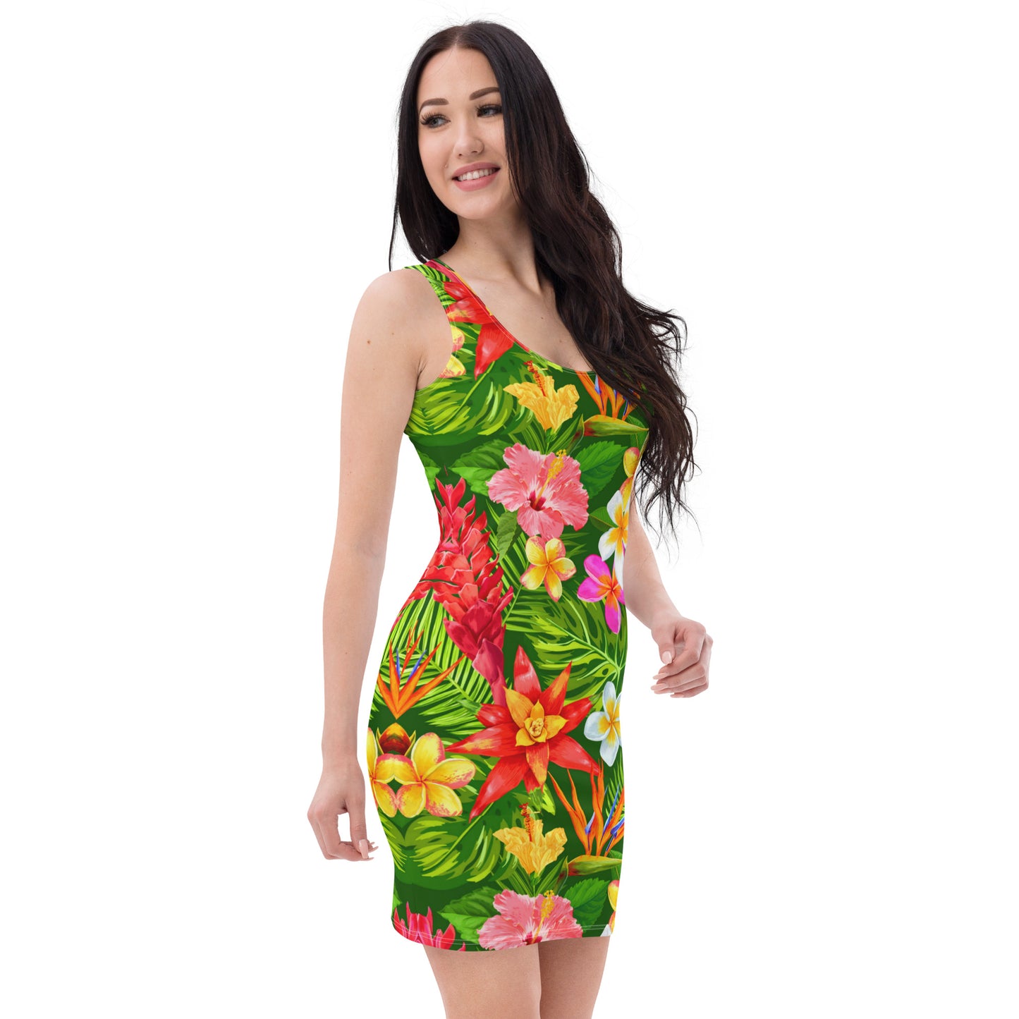 Tropical Flowers & Palm Leaves Dress