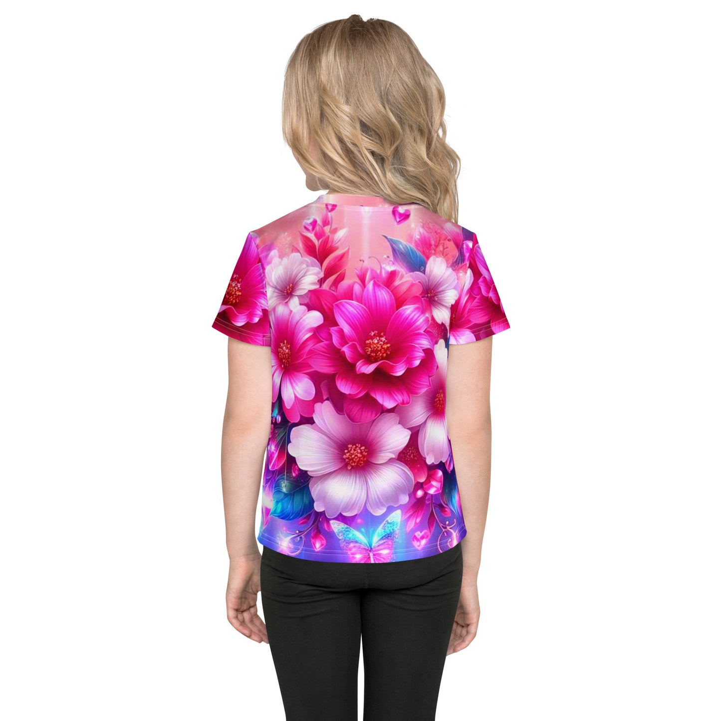 Kids Colorful Flowers crew neck t-shirt