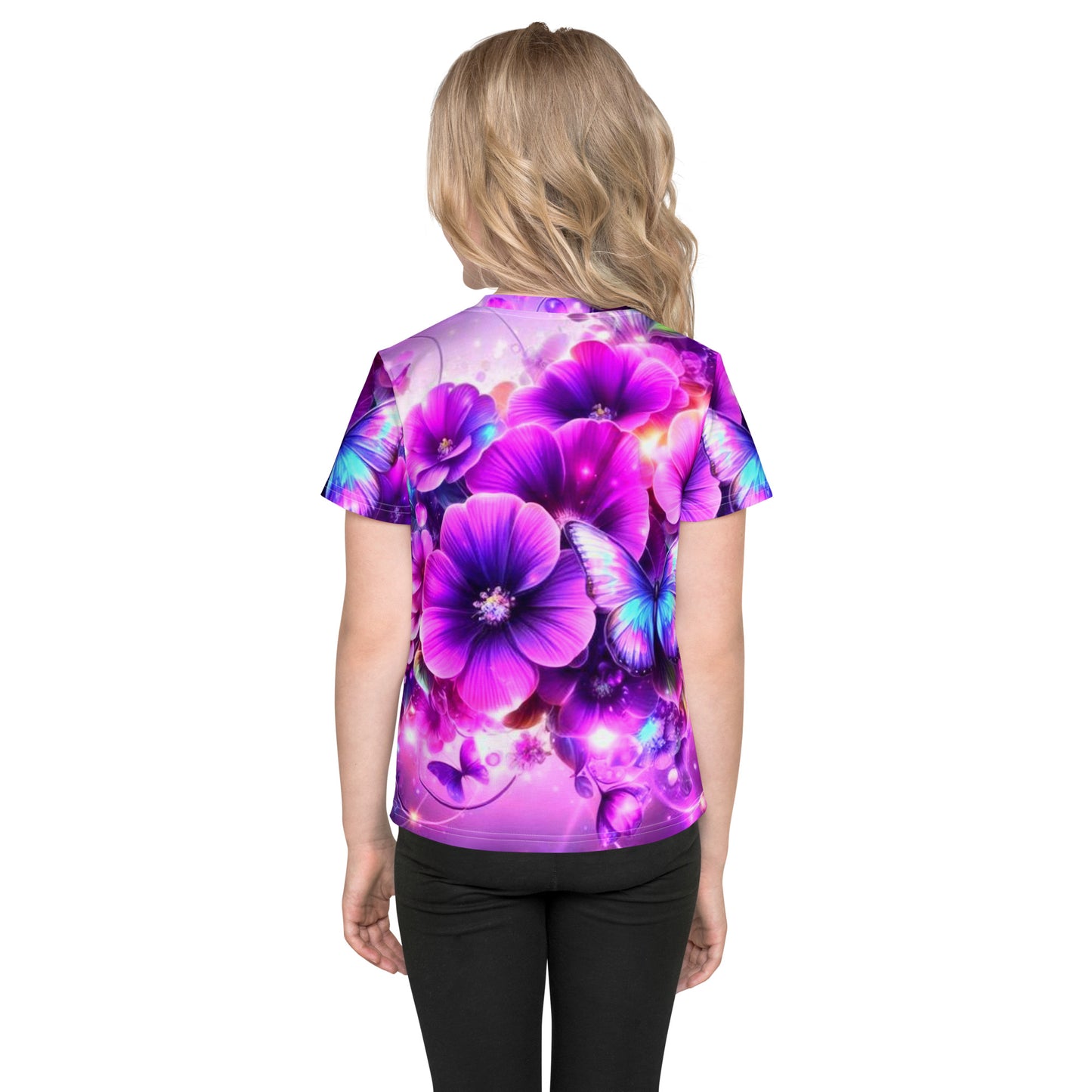 Kids Colorful Flowers crew neck t-shirt