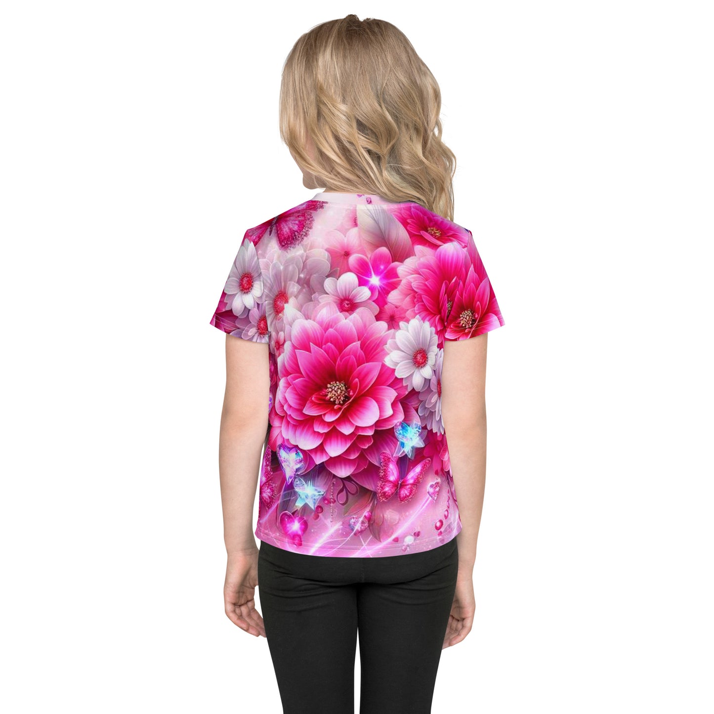 Kids Colorful Flowers crew neck t-shirt