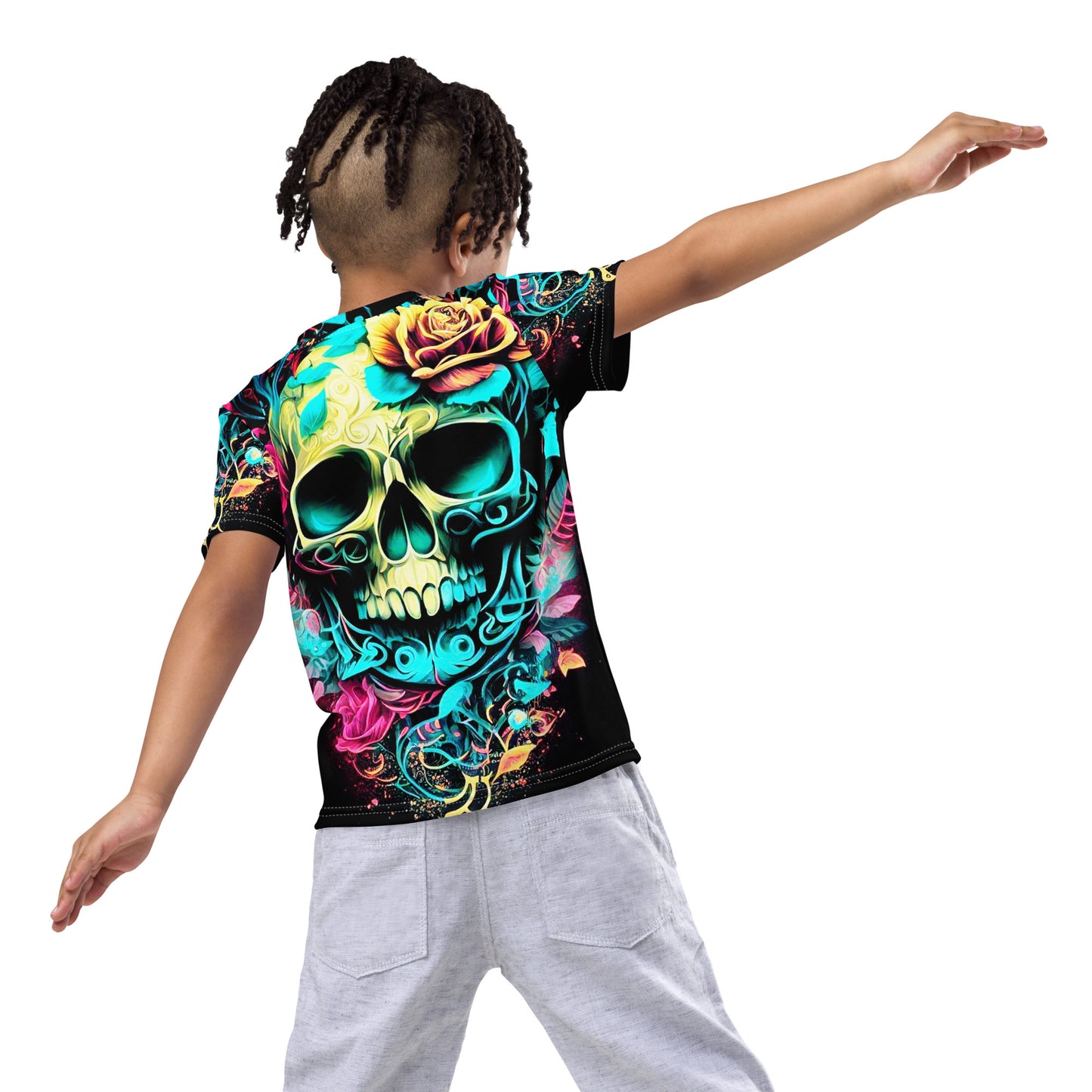 Kids Skulls and Roses crew neck t-shirt