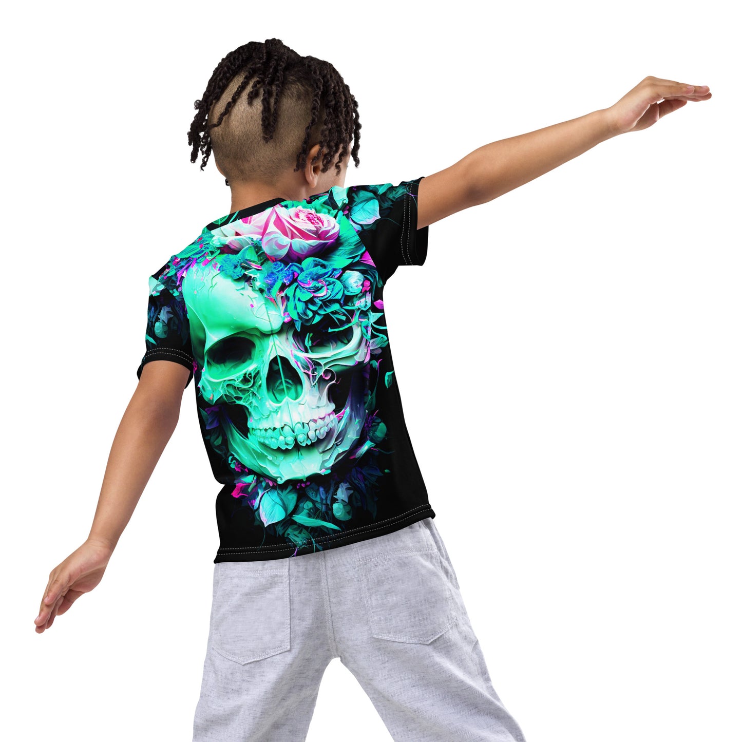 Kids Skulls and Roses crew neck t-shirt