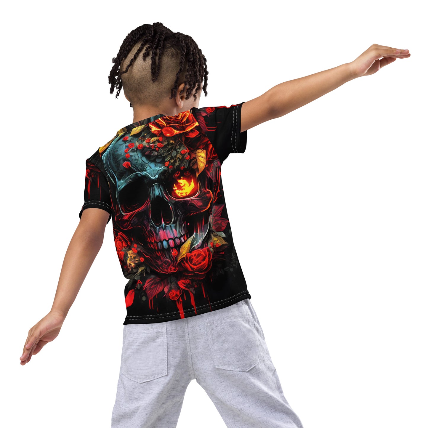 Kids Skulls and Roses crew neck t-shirt