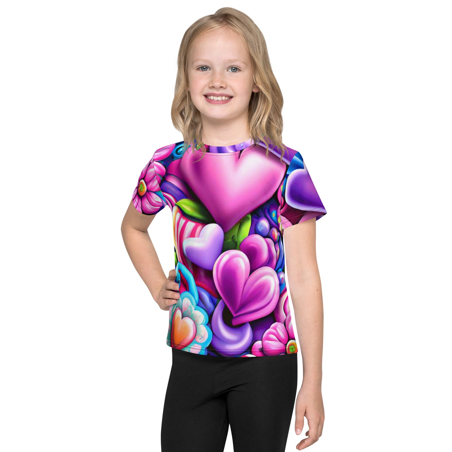 Kids Cute Hearts crew neck t-shirt