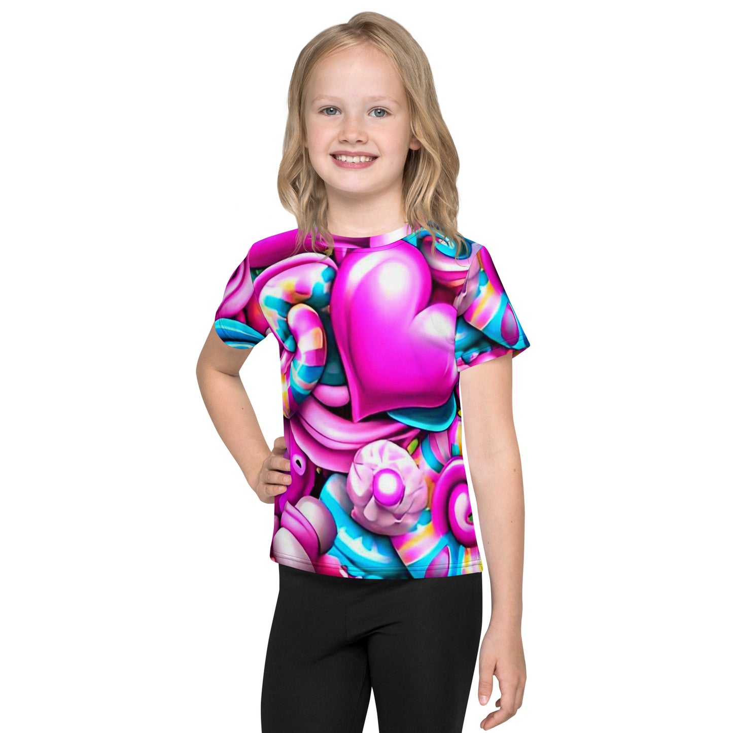 Kids Cute Hearts crew neck t-shirt