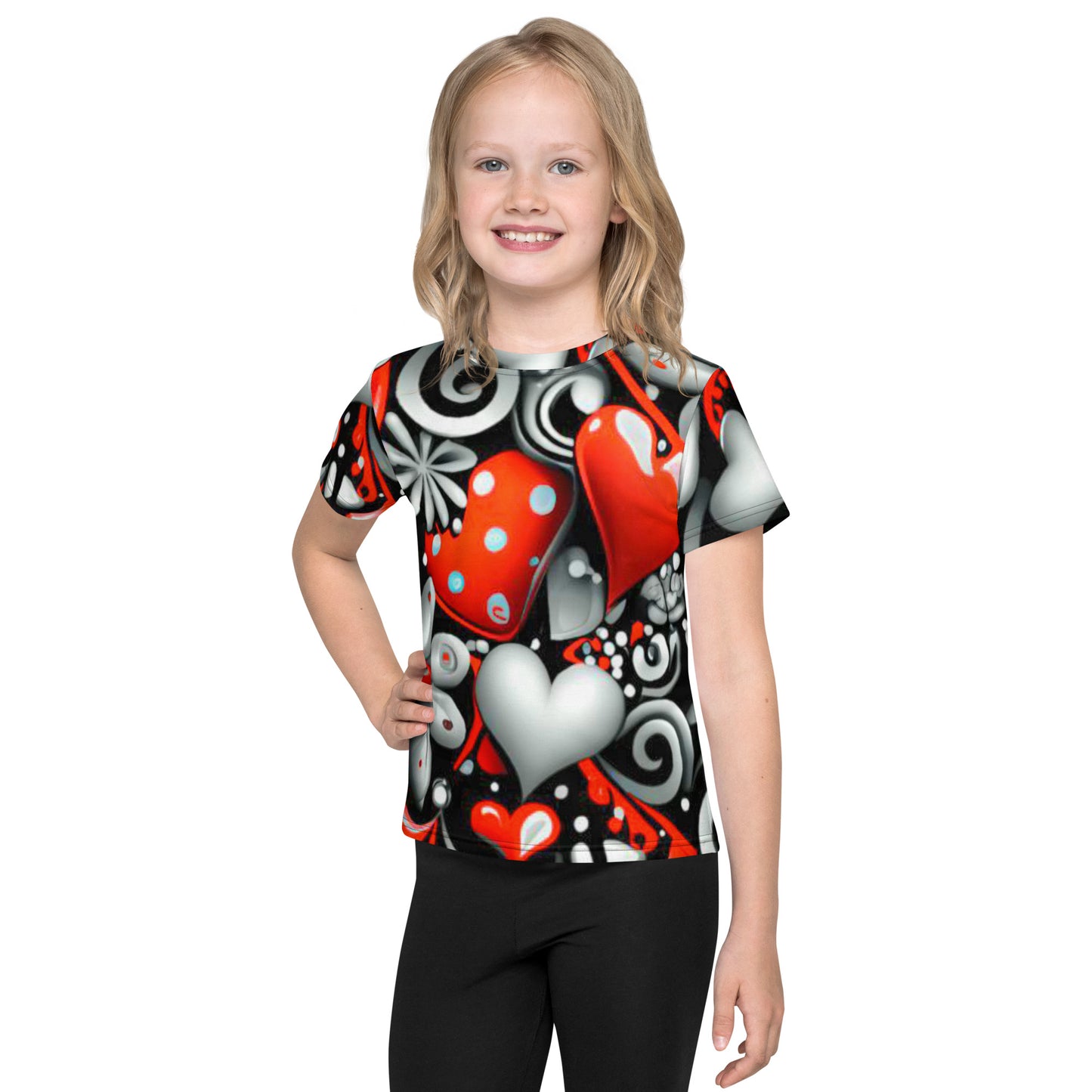 Kids Cute Hearts crew neck t-shirt