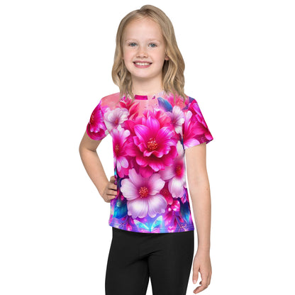 Kids Colorful Flowers crew neck t-shirt