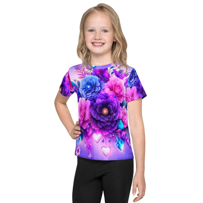 Kids Colorful Flowers crew neck t-shirt