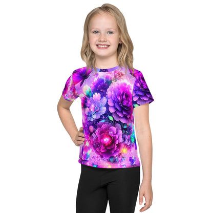 Kids Colorful Flowers crew neck t-shirt