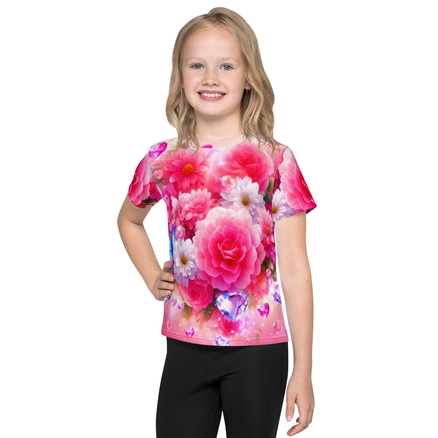 Kids Colorful Flowers crew neck t-shirt