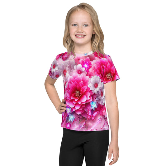 Kids Colorful Flowers crew neck t-shirt