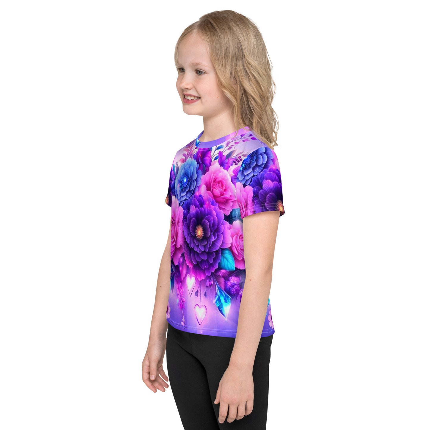 Kids Colorful Flowers crew neck t-shirt