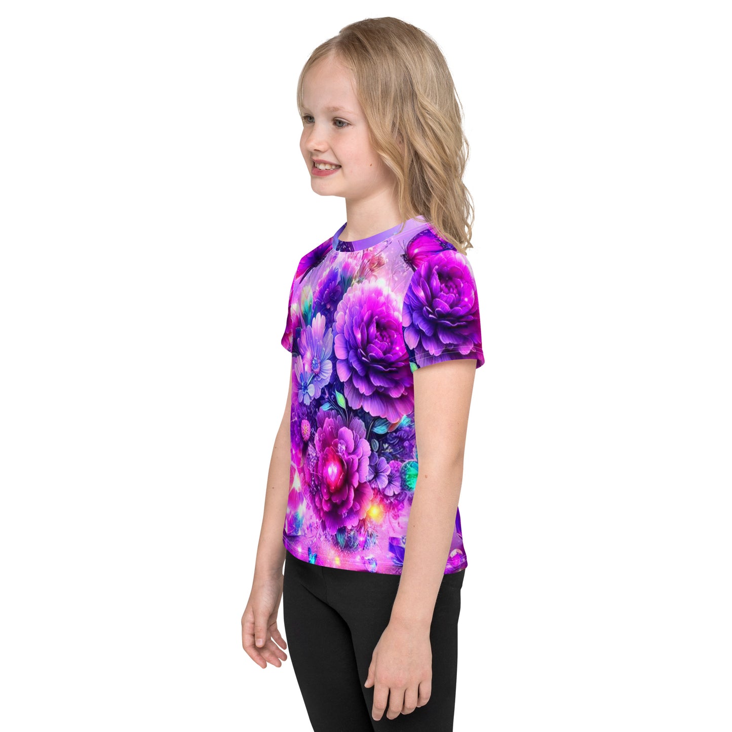 Kids Colorful Flowers crew neck t-shirt