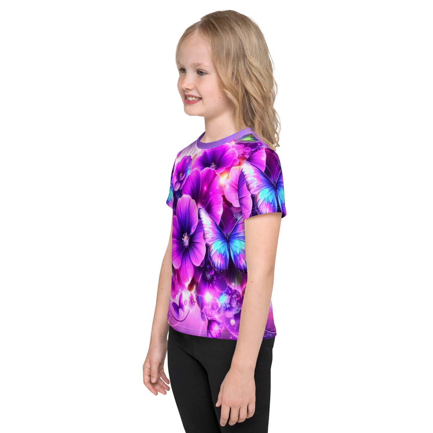 Kids Colorful Flowers crew neck t-shirt