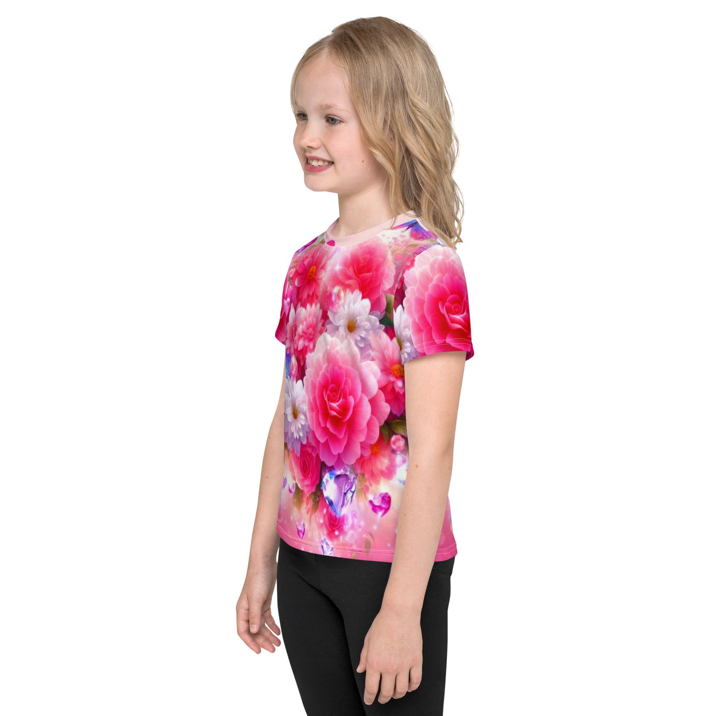 Kids Colorful Flowers crew neck t-shirt