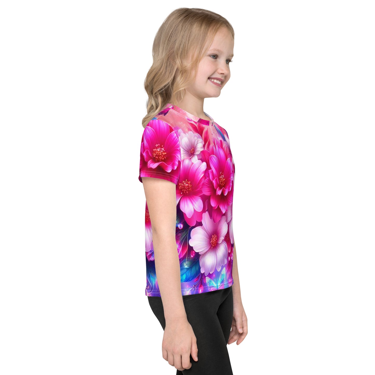 Kids Colorful Flowers crew neck t-shirt