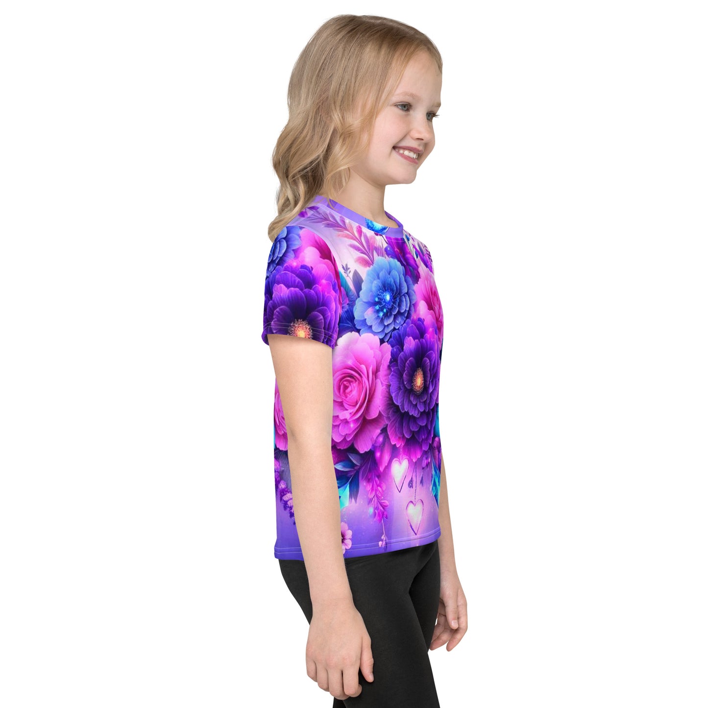 Kids Colorful Flowers crew neck t-shirt