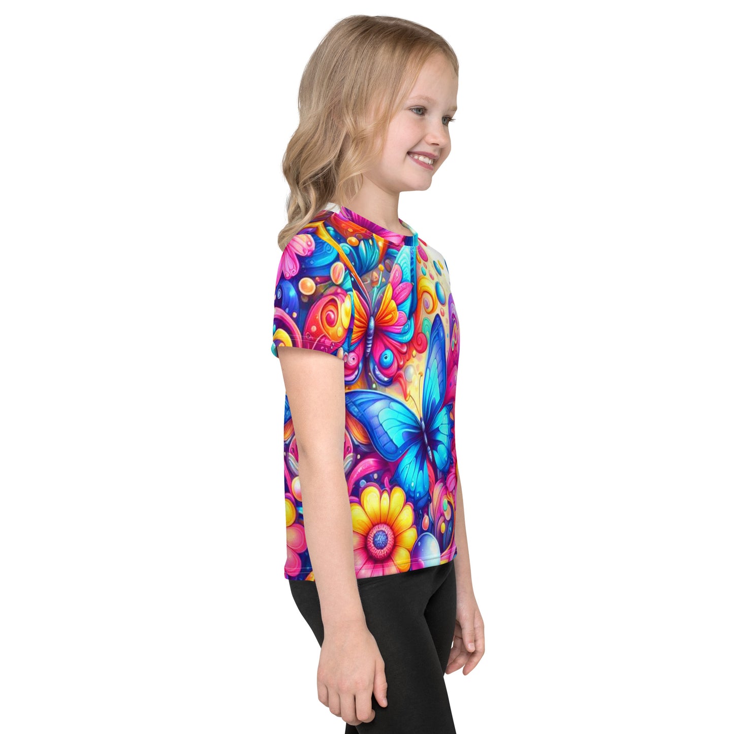 Kids Colorful Flowers crew neck t-shirt