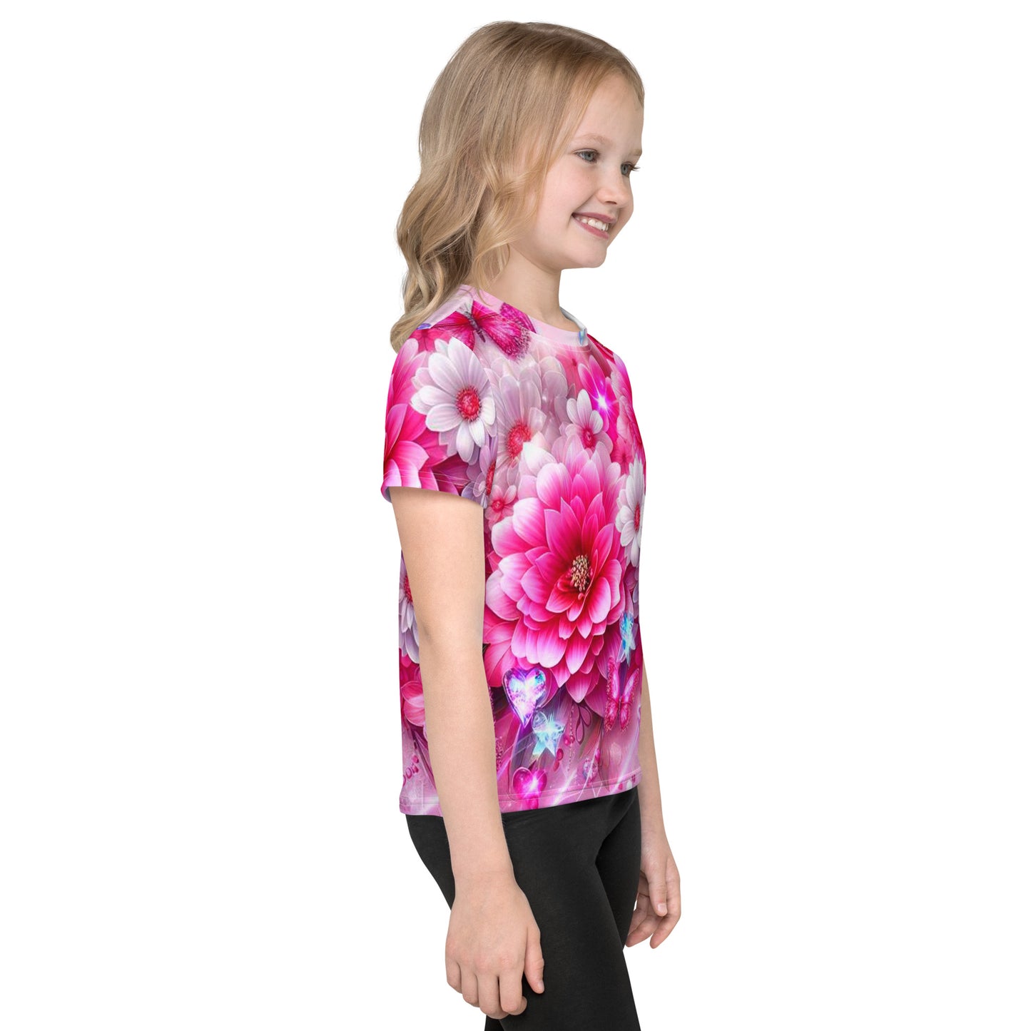 Kids Colorful Flowers crew neck t-shirt