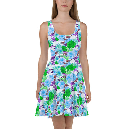 Cute Garden Flowers Skater Dress