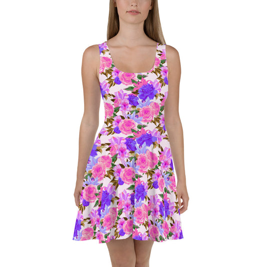 Cute Garden Flowers Skater Dress