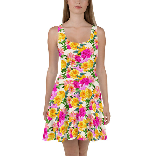 Cute Garden Flowers Skater Dress