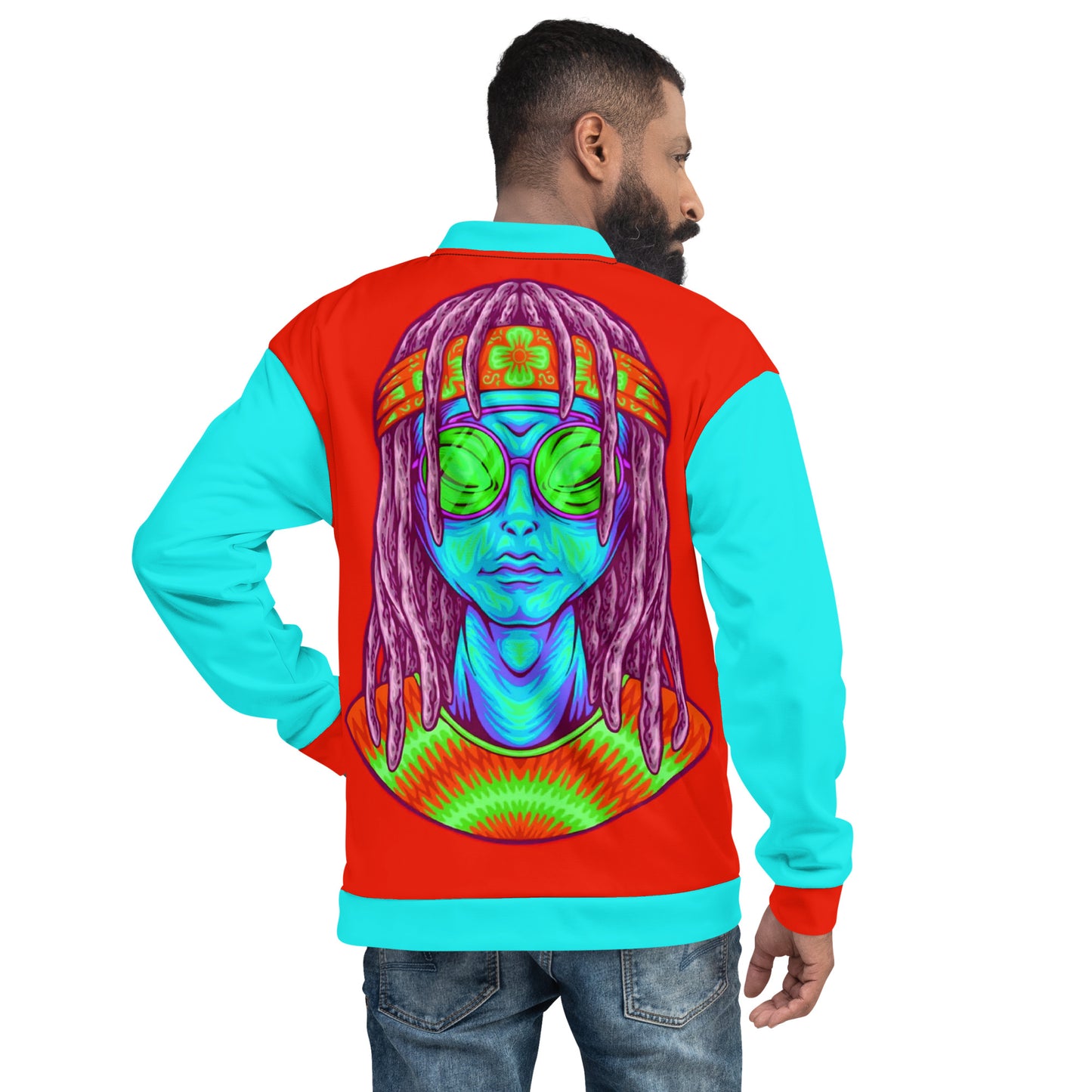 Psychedelic Alien With Dreads Unisex Bomber Jacket