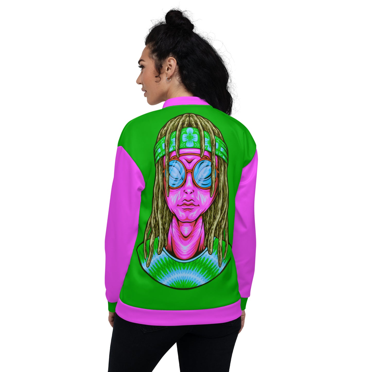 Psychedelic Alien With Dreads Unisex Bomber Jacket