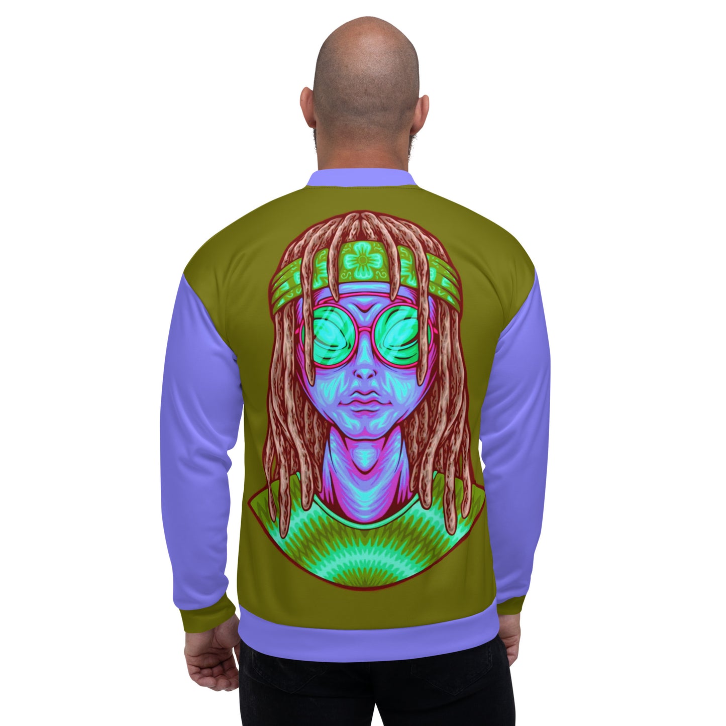 Psychedelic Alien With Dreads Unisex Bomber Jacket